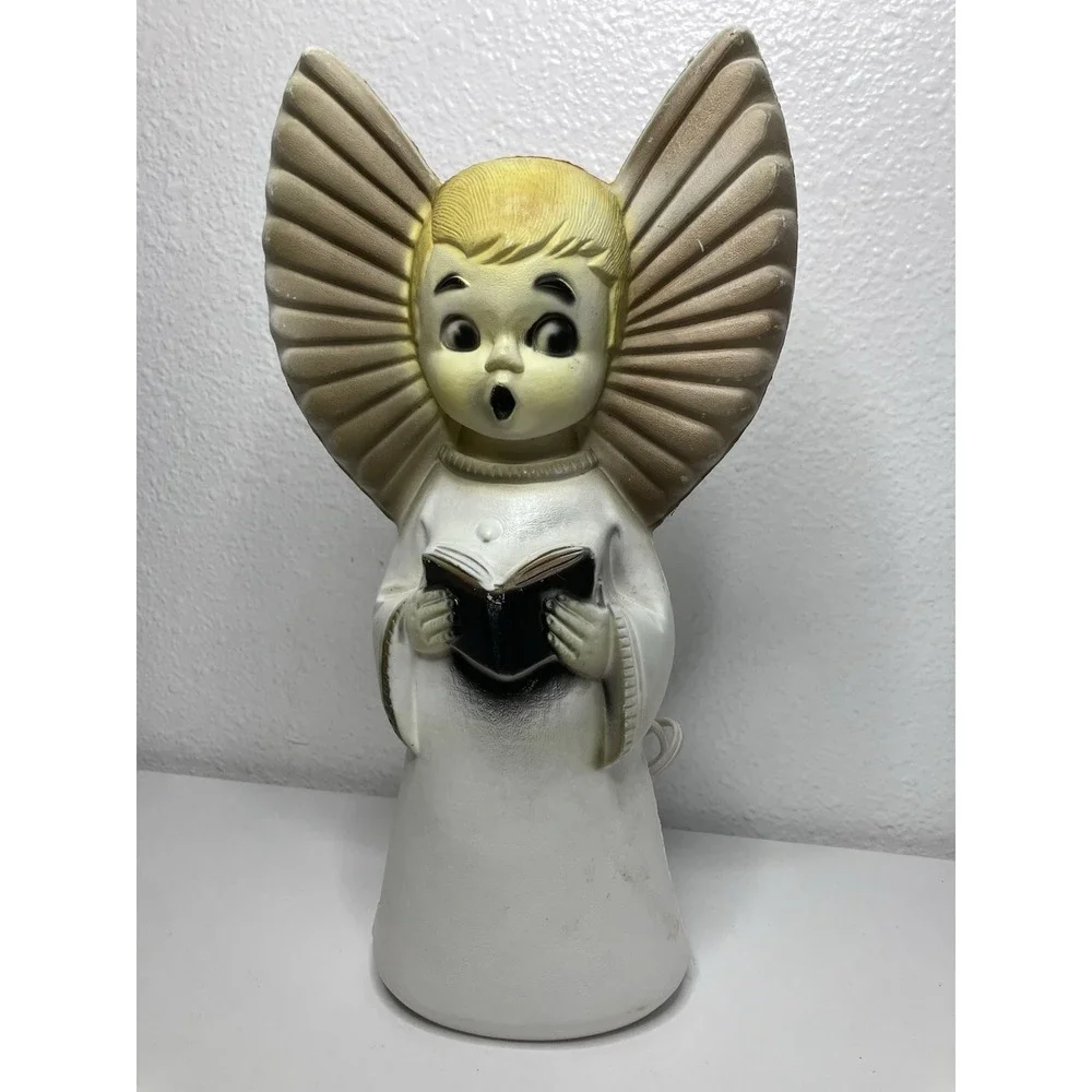 MCM Blow Mold Christmas Vintage Singing Angel Wings Song Book Robe 14